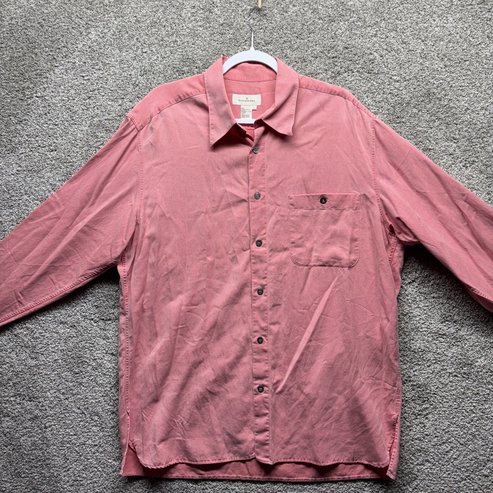 Ermenegildo Zegna Dress Shirt Mens Large Pink Button Up Long Sleeve *Italy*